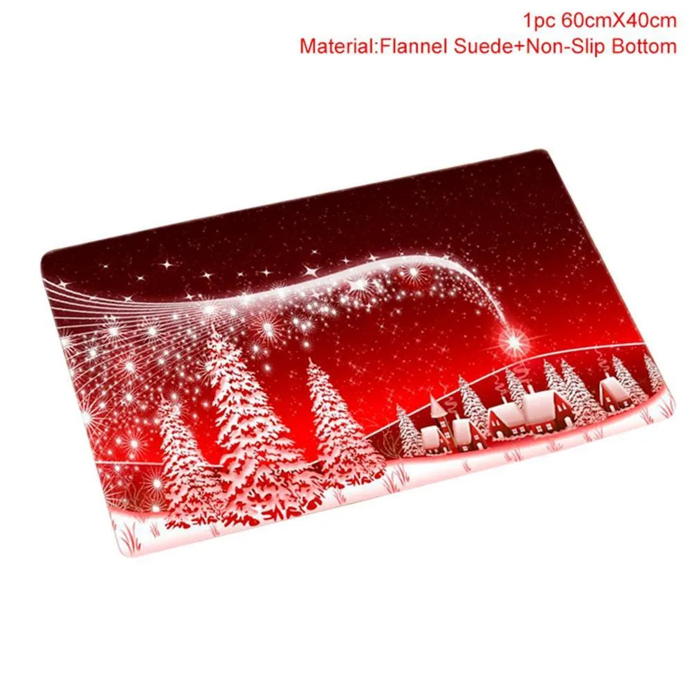 Christmas bathroom decoration set with Santa Claus shower curtain, toilet cover, and non-slip flannel floor mat