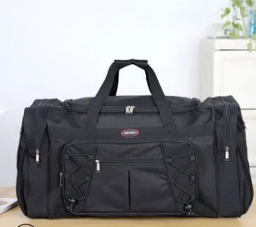 Oxford cloth shoulder bag in black, 64x30x33cm, with zipper and soft handles, plain pattern