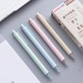 Set of 12 push-type gel pens in beige, blue, green, and pink with 0.5mm black tips.