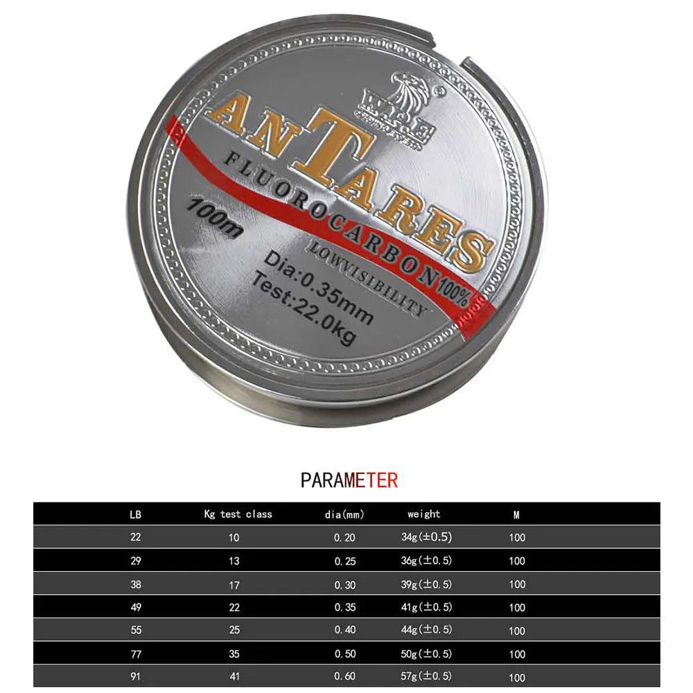 Fluorocarbon coated invisible fishing line 100m roll, carbon fibre sinking line, 0.2mm to 0.6mm diameters
