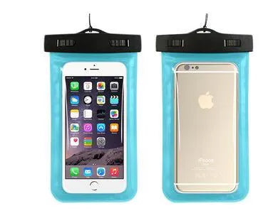 Aqua-One waterproof phone pouch in multiple colours showing clear touchscreen window and sealed closure.