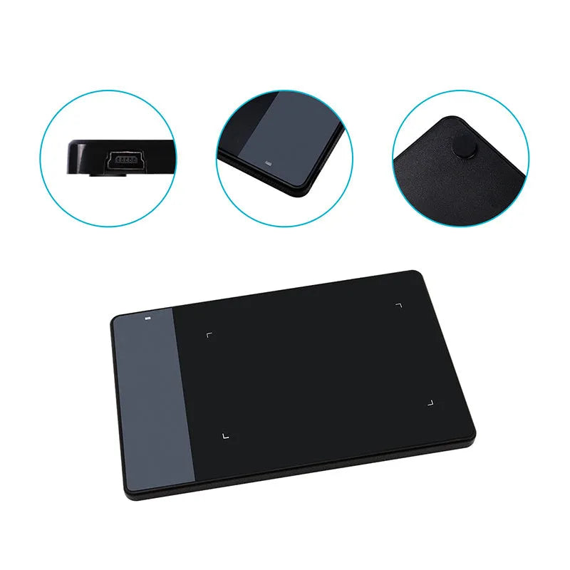 HUION 420 black electronic drawing board with battery-free pen and USB cable
