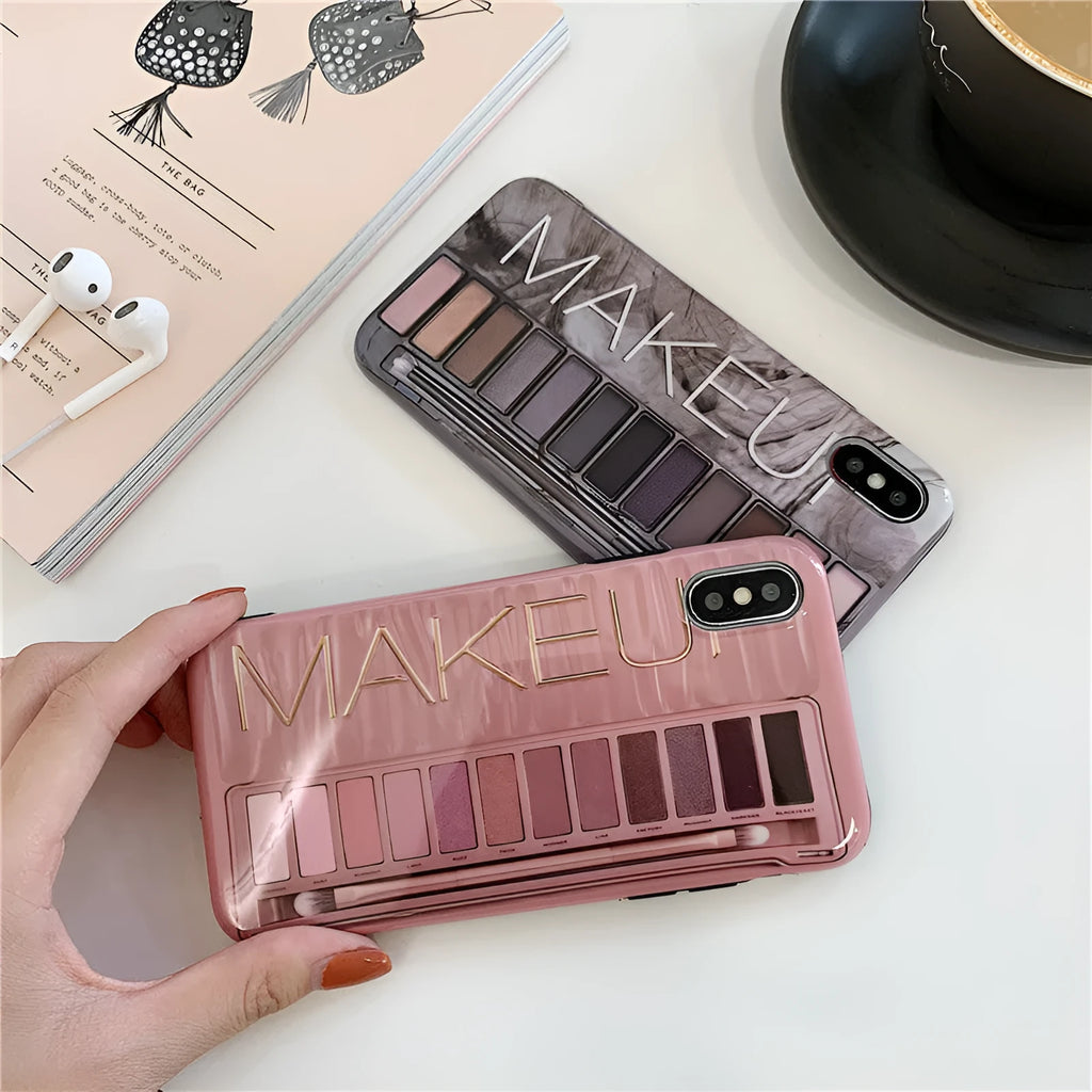 Flesh coloured silicone iPhone case with an eye shadow pattern design on the back.