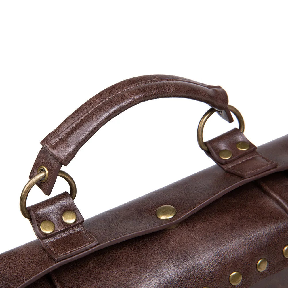 Bronze steampunk industrial retro shoulder bag with pillow construction