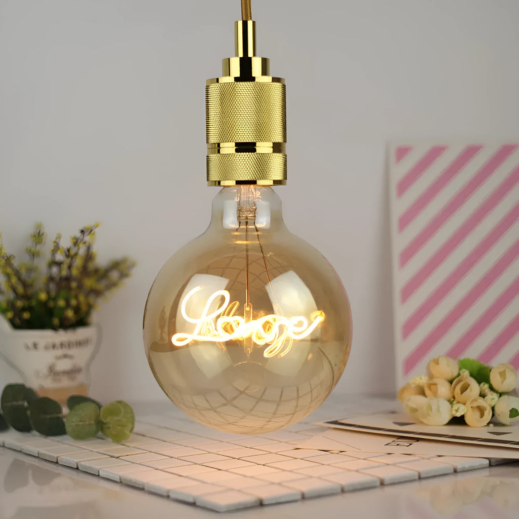 G125 antique bulb with amber glass and E27 base, 125x175mm, 4W LED filament, 2300K warm light