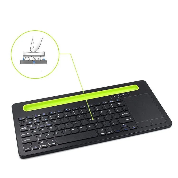 Universal Bluetooth touch keyboard for tablet and phone with 78 black keys and touchpad