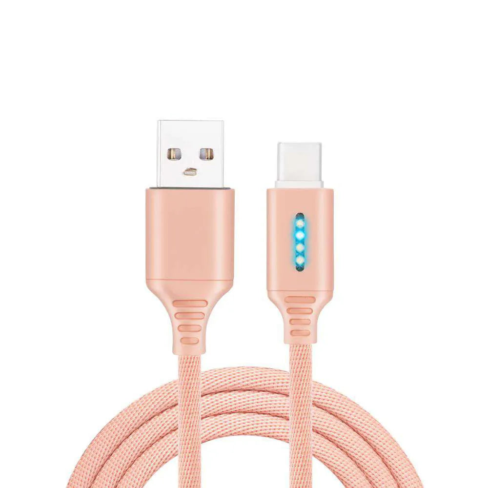 Fabric braided USB fast charging cable in 1 metre length for Android iPhone and Type-C devices