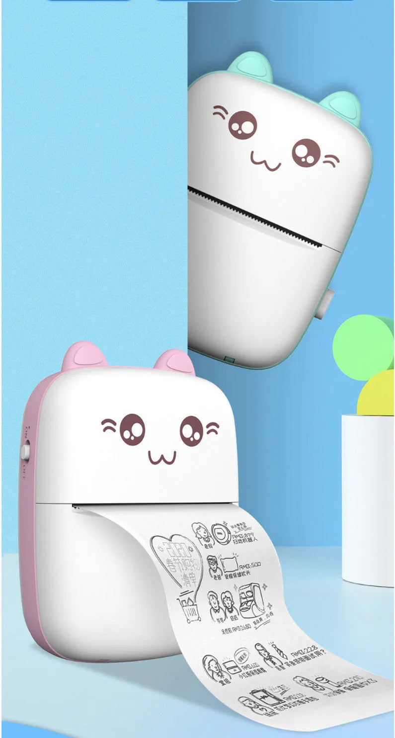 Portable A6 mini Bluetooth thermal printer with 200dpi resolution, 1000mAh battery, in pink plastic casing