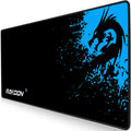Mouse pad with textured surface and reinforced stitching edges on a desk