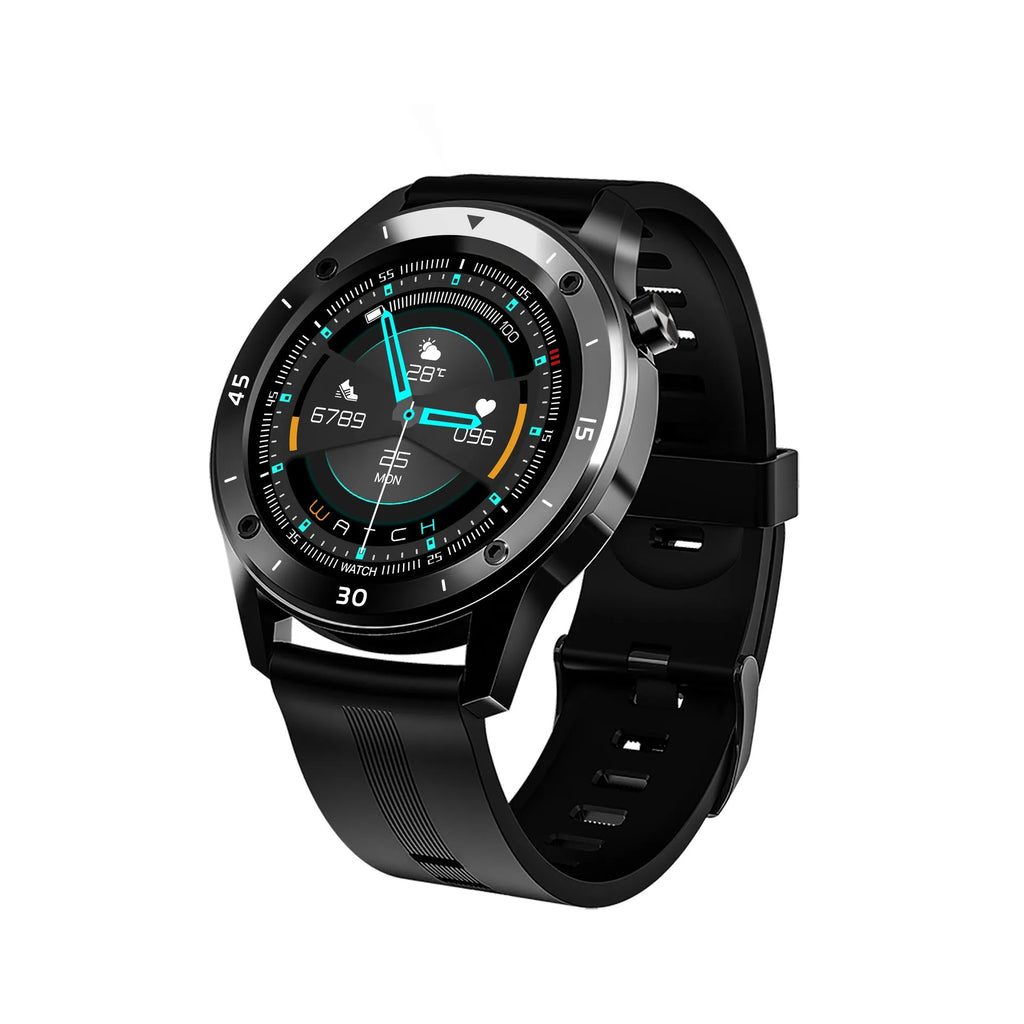 F22 Smart Watch in black with 1.54-inch screen on a TPU wristband, showing fitness tracking display.