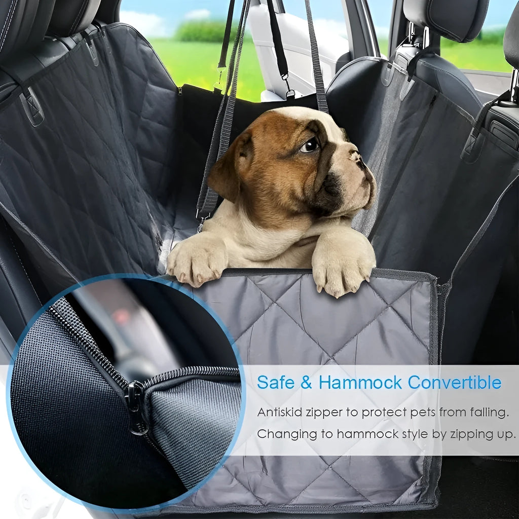 Thicken quilted waterproof pet car mat in black, 137 x 147 cm, breathable cloth seat cushion for dogs.