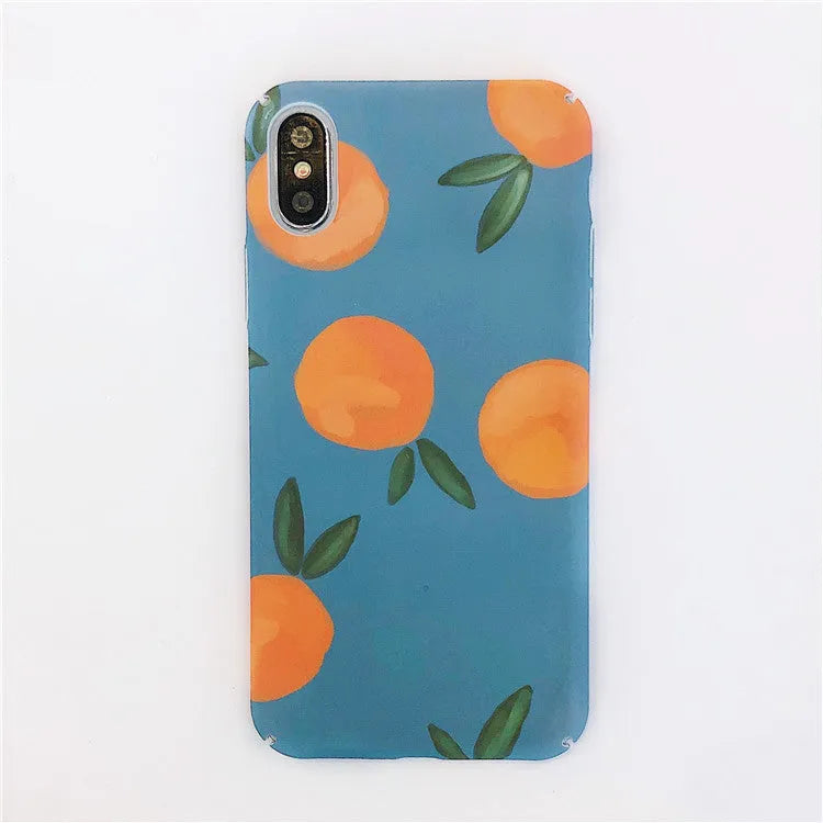 Orange retro plastic phone case with water and blue background for iPhone