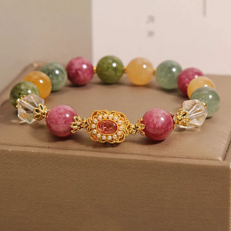 Jade colour tourmaline women's bracelet with alloy construction and adjustable closure