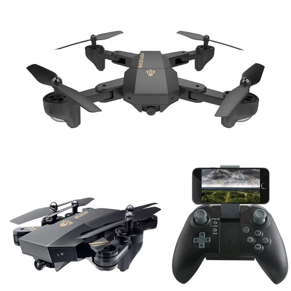 Folding fixed-height aerial drone with 4-channel remote control, 50m range