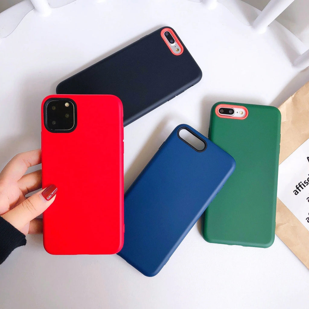 Silicone mobile phone case with liquid hand finish for iPhone 11, available in solid colours