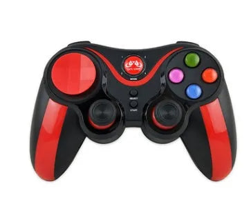 S5 Plus red mobile game controller with phone bracket, ABS body, USB connection for Android and iOS