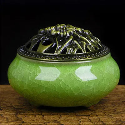 Ceramic retro package incense burner in multiple colours for home decor and meditation