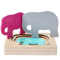 Wooden Montessori multi-layer animal puzzle with gradient colour panel, 15 x 11 x 2.5cm, for 1-3 year olds