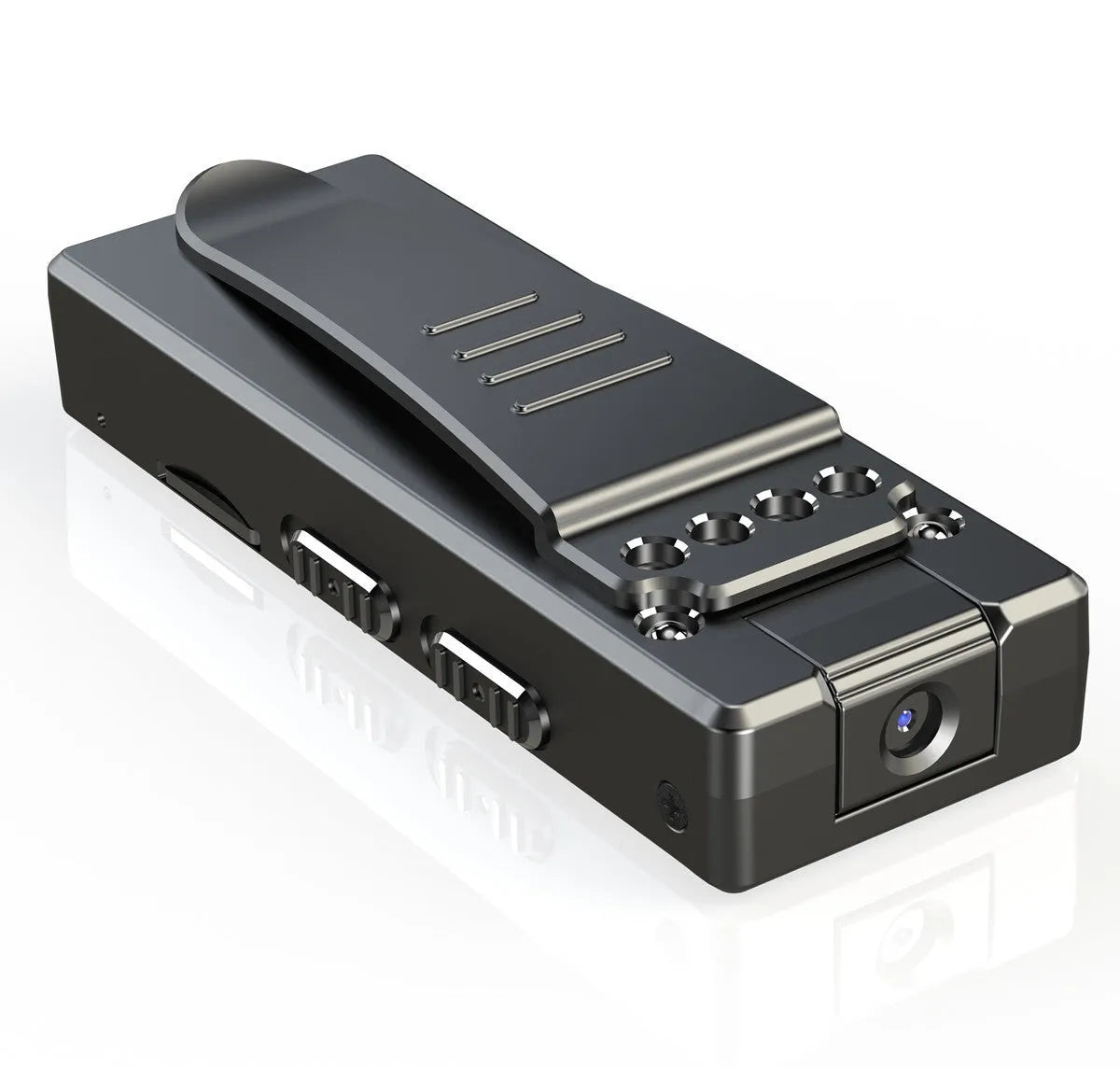 Black HD DV home camera on a stand with a rotational lens, shown as a dashcam and action camera.