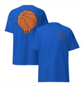 Men's short-sleeved polyester mesh T-shirt with ball pattern in maroon, sizes S-5XL