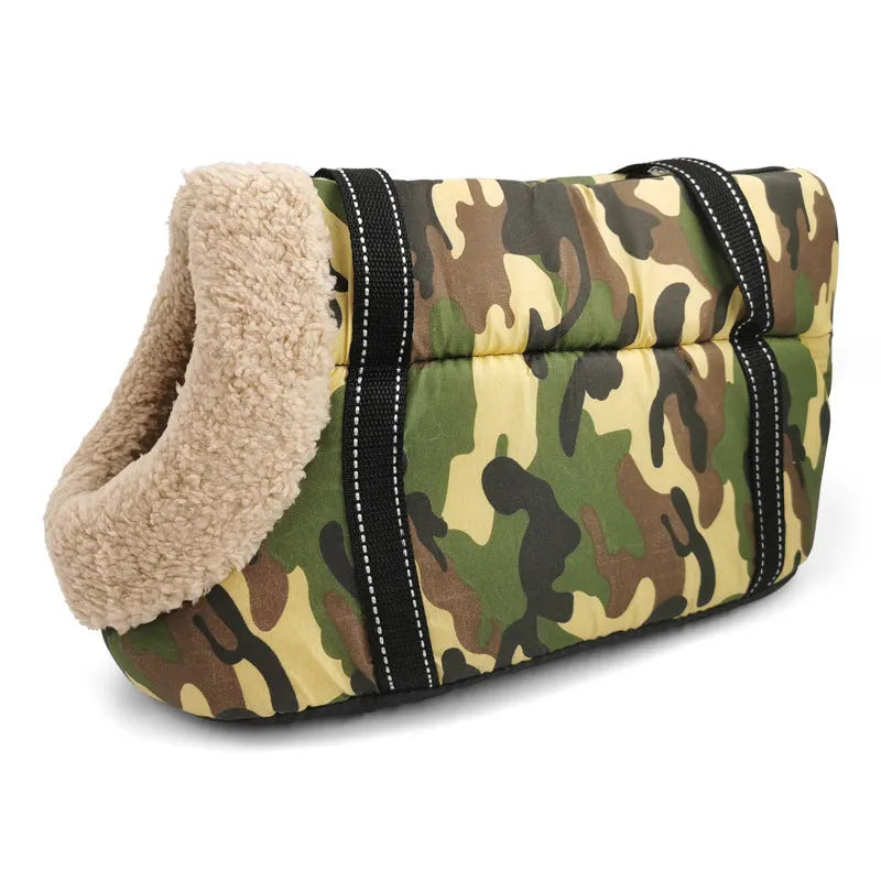 Multi purpose warm canvas cotton pet carrier in camo style for dogs and cats, size S and L