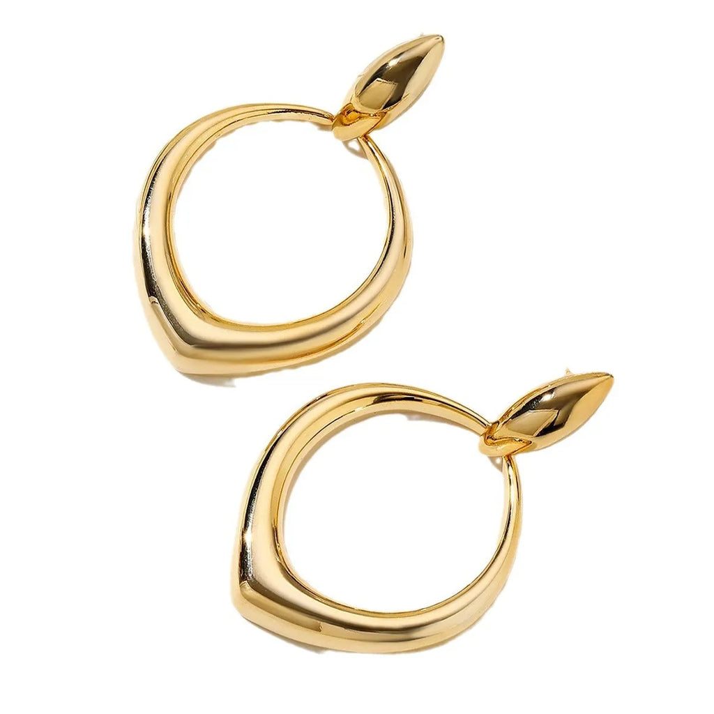 Pair of copper earrings with love heart motif and tassel drop in gold colour