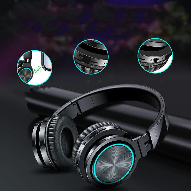 B12 folding wireless Bluetooth headset in black, black and red, or white and grey colours