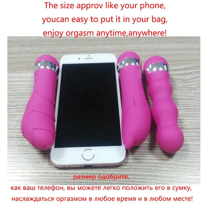 Set of six realistic mini dildos in different styles for women with battery operation