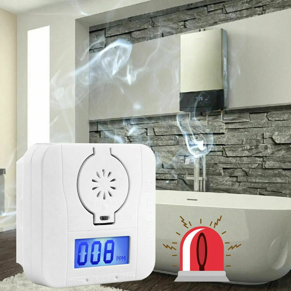 White wireless carbon monoxide alarm detector designed for wall mounting.
