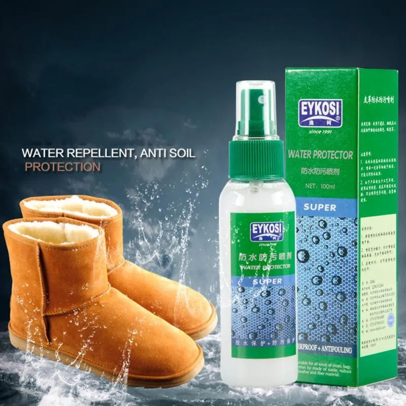 Blue waterproof spray shoe cleaner with superhydrophobic coating for leather and suede