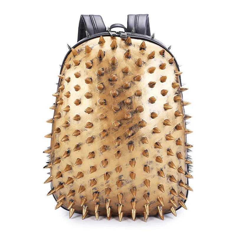 Women's oval punk rock style backpack with hollow out design and air cushion shoulder straps