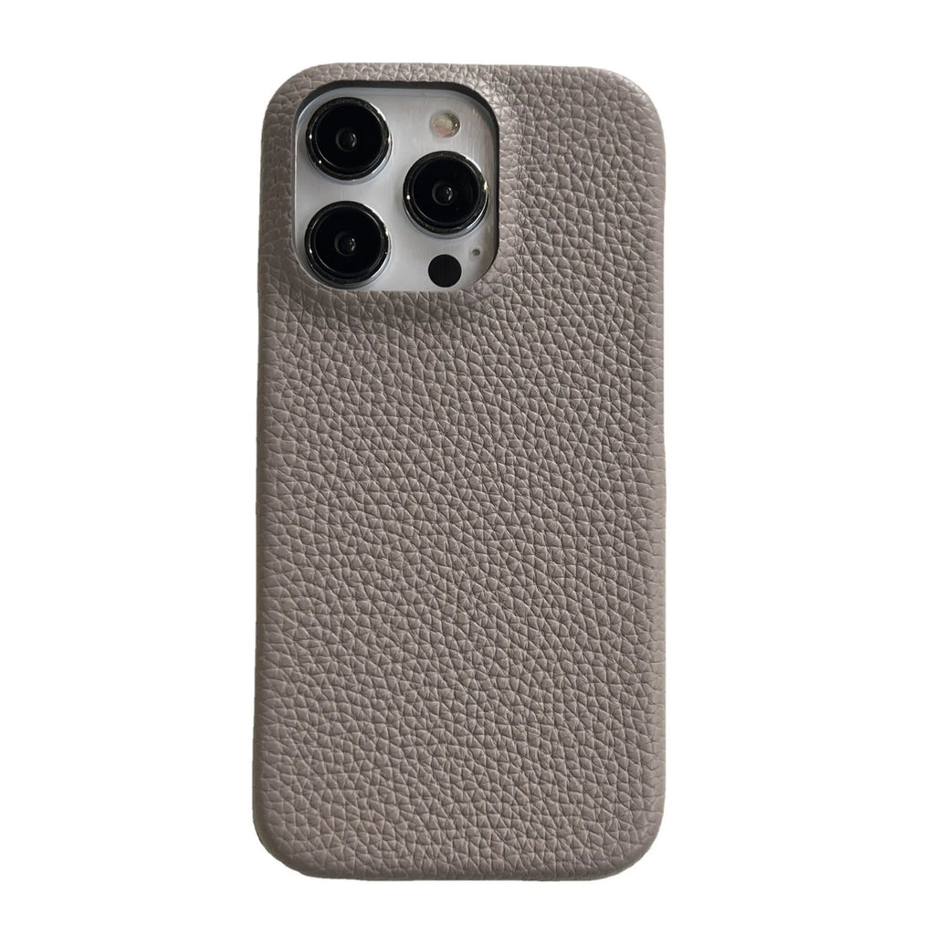 Solid colour leather phone case for Apple iPhone – caramel colour with slim profile and leather texture