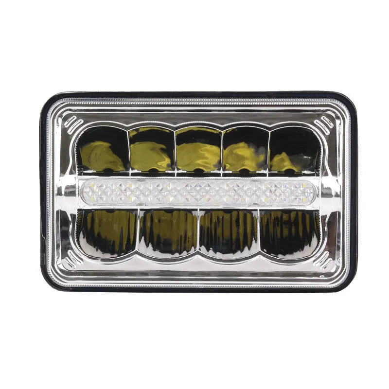 Black 5 inch square LED car headlight with die-cast aluminium housing and polycarbonate lens