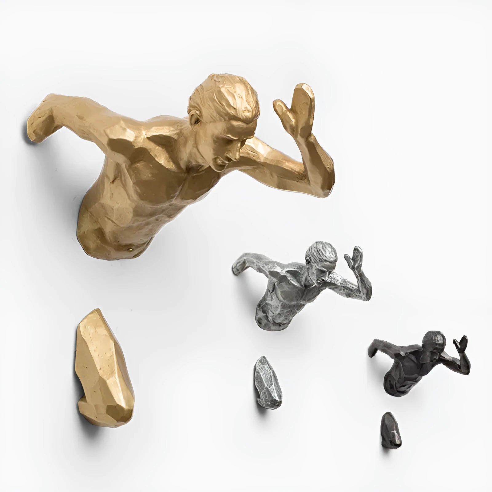 Resin wall decoration with character silhouette design in metallic copper gold silver finishes