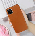 Leather finish TPU iPhone case in Black, Brown, Navy Blue or Wine Red with raised edges