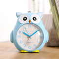 Children's owl cartoon alarm clock in plastic, 14 x 11.5 x 17.5 cm, available in pink, grey, green and blue