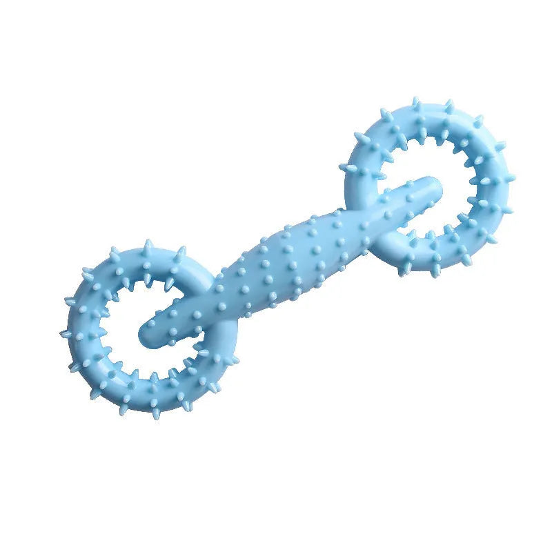 Blue TPR dog chew toy ring for puppy teething relief and safe chewing