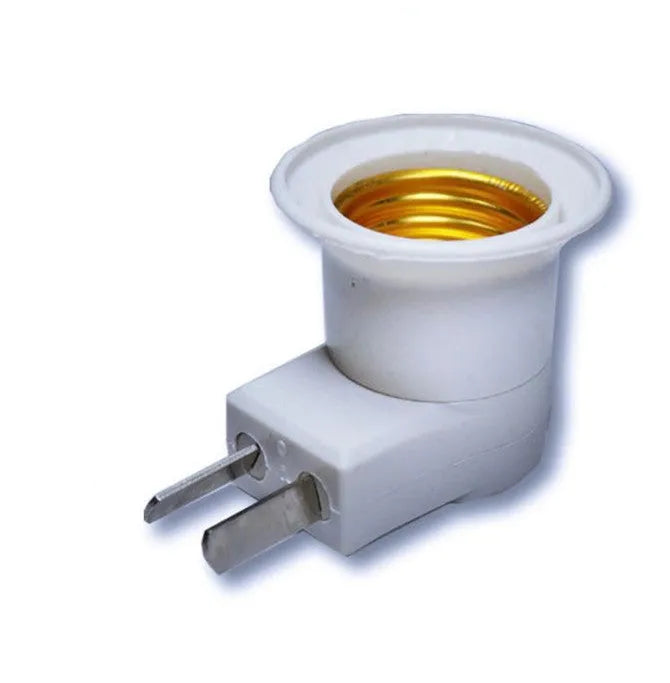 White plug-in E27 lamp holder with on/off switch for wall sockets