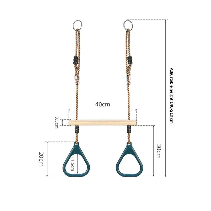 Children's horizontal bar wood plastic arm exercise equipment 57.5x169 cm 300 lbs load red green
