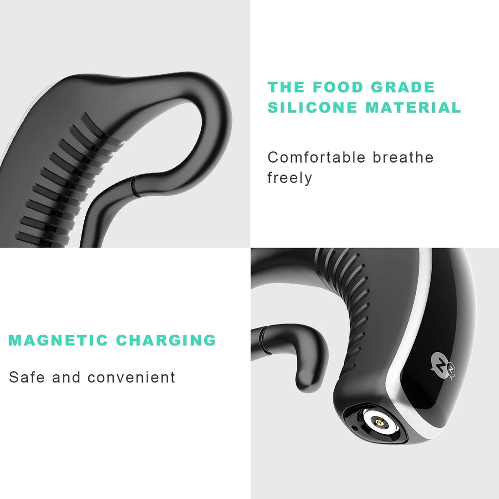 Black smart earset anti-snoring device with bone conduction and adaptive vibration
