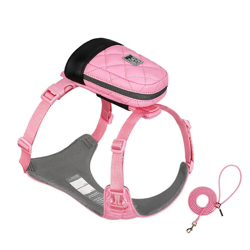 Polyester dog hand holding rope chest strap in peach pink for small breeds like Teddy and Corgi