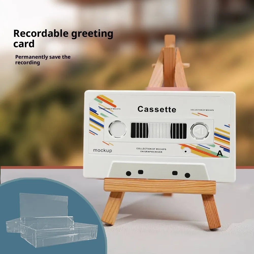 Sound recording greeting card with voice message, coated paper, 10x6x1.5 cm, for birthday or Valentine's Day