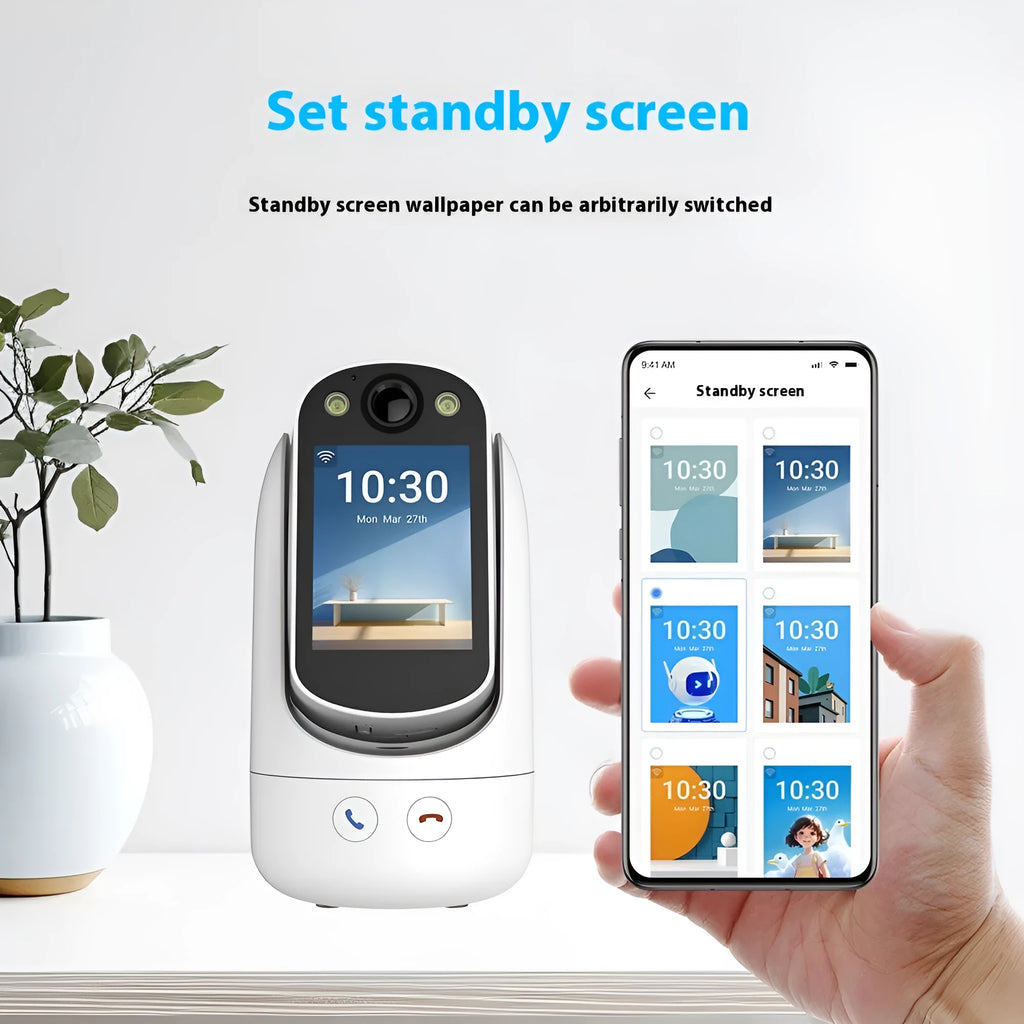 C20 white surveillance camera with 2.8-inch IPS screen, 1080p HD resolution, wide-angle lens, and night vision
