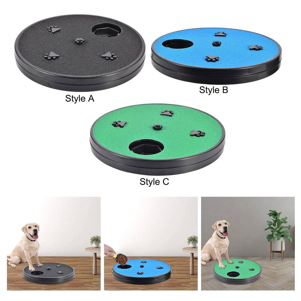 Square rotating dog nail file board with food compartments and suction cup base