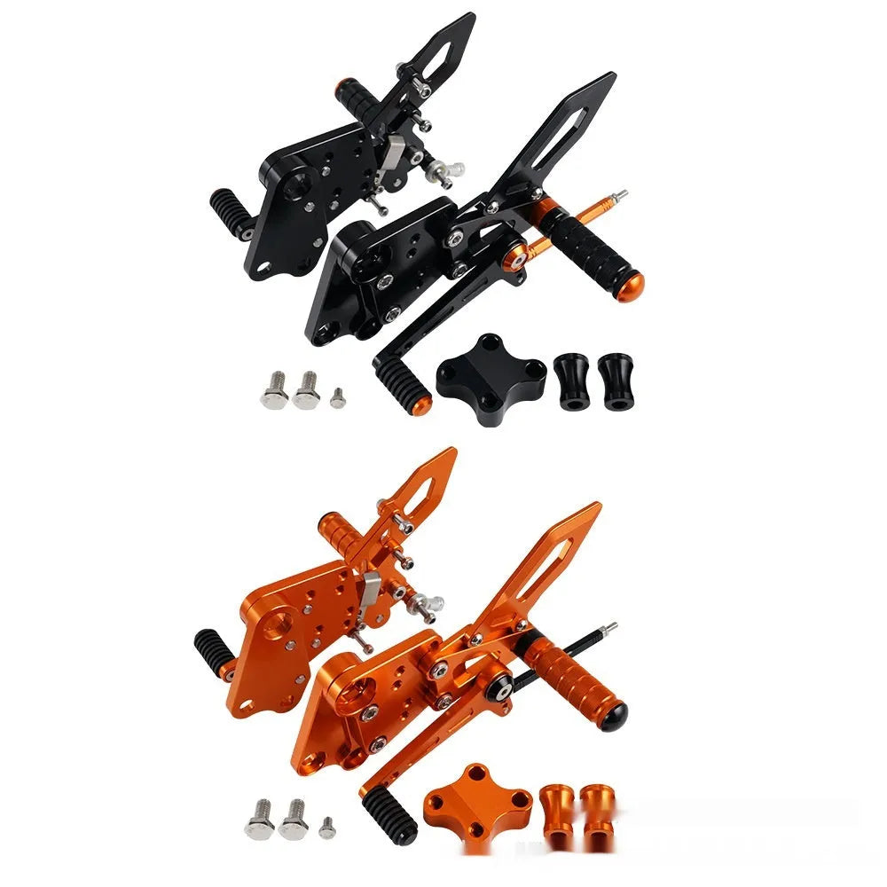 KTM DUKE motorcycle raised rear shift pedal support bracket assembly in black and orange