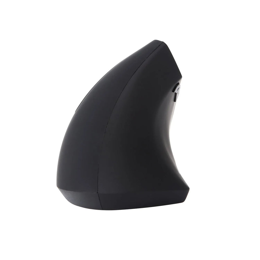 Wireless vertical left hand mouse in black with ergonomic design and thumb buttons