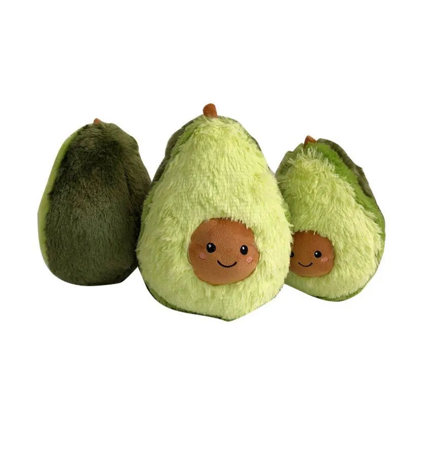 Soft green avocado plush toy pillow with cartoon face, PP cotton filling, 20cm to 60cm sizes