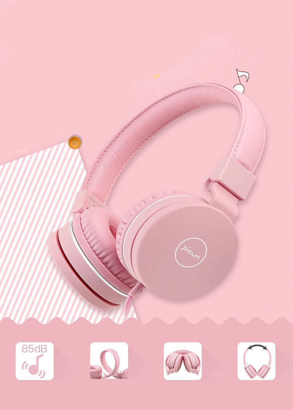Bengoo C30 over-ear wired headphones with microphone in mint green, showing braided cable and protein ear cushions.