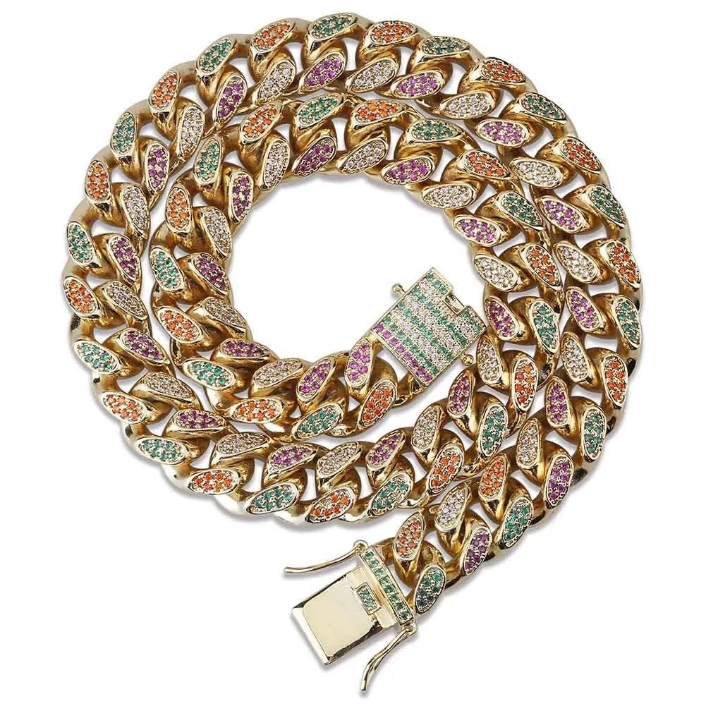 14mm rainbow pendant necklace on a copper chain with gold finish, adjustable from 51 to 80 cm