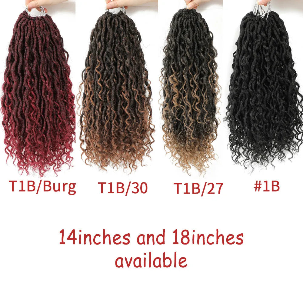 Crochet hair in dirty braid style, chemical fibre high temperature wire, 14in and 18in, colours 1B, 1B/27, 1B/30, 1B/Bug.